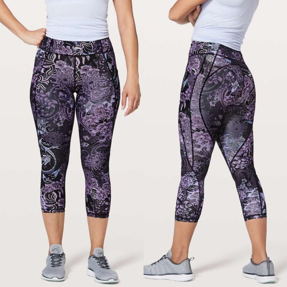 Lululemon Time To Sweat Crop Luxtreme 23" In Memoir Multi Purple Size 2